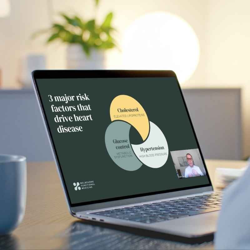 desktop monitor on desk displaying visual representation of functional medicine tree
