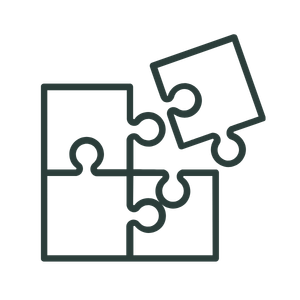 infographic four pieces of connecting puzzle one piece floating