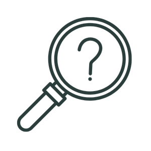 infographic magnifying glass with question mark in centre